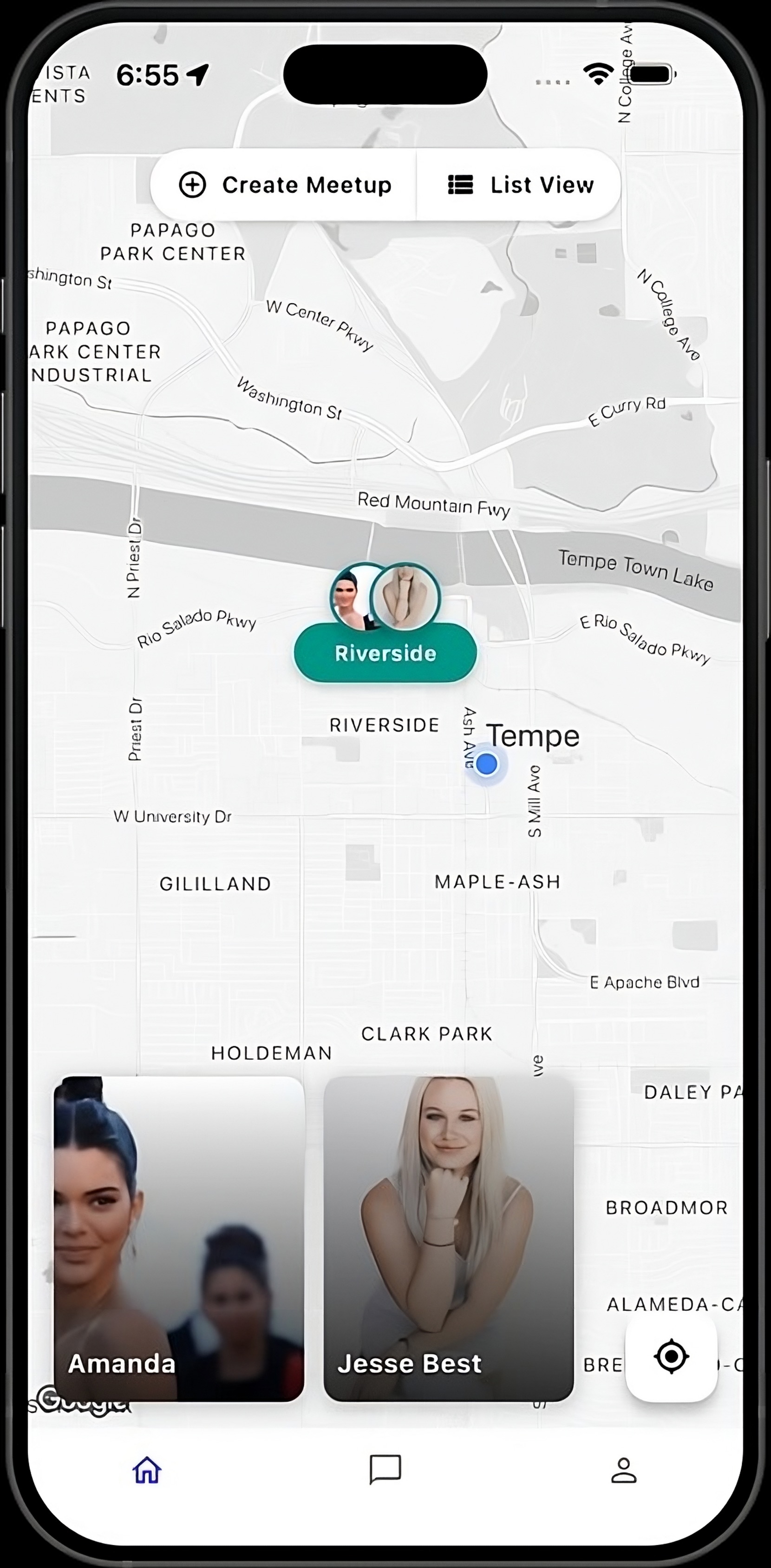 Map view showing nearby users